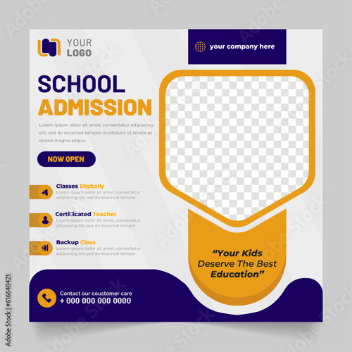 back to school education admission social media post and web banner template
