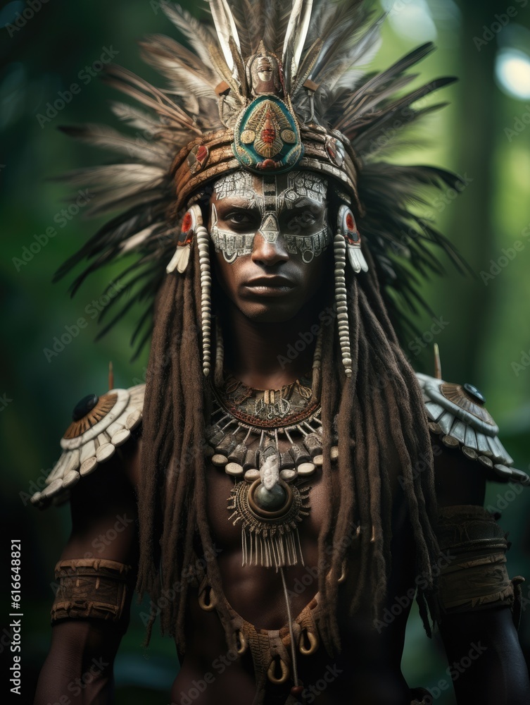 Handsome black tribal man, tribal leader, africa, generative ai