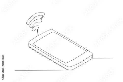 Single continuous line drawing of signal phone. Vintage classic mobile phone to communicate concept one line draw design graphic vector illustration
