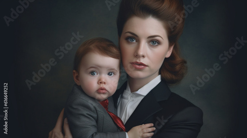 Familienorientierte Geschäftsfrau: Liebevolle Mutter mit ihrem Kind