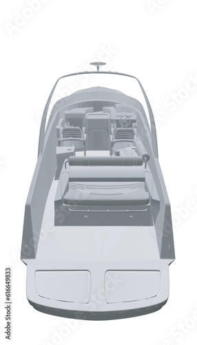 Polygonal gray Speedboat isolated vector illustration. Luxury and expensive boat. 3D.