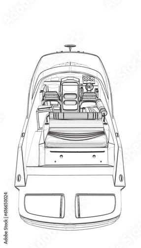 Outline Speedboat isolated vector illustration. Luxury and expensive boat.
