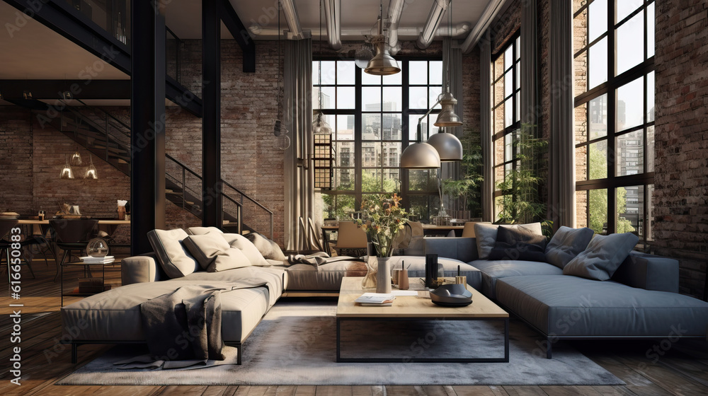 Living Room Interior Ethnic Style, Mockups Design 3D, HD