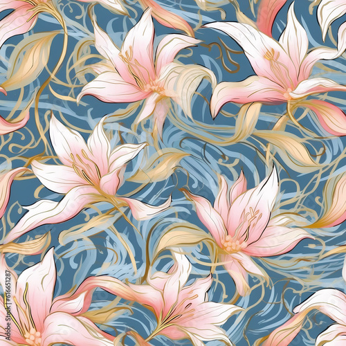 seamless pattern with flowers Ai generative