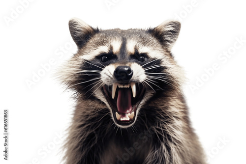 Angry Raccoon Isolated on Transparent Background. AI