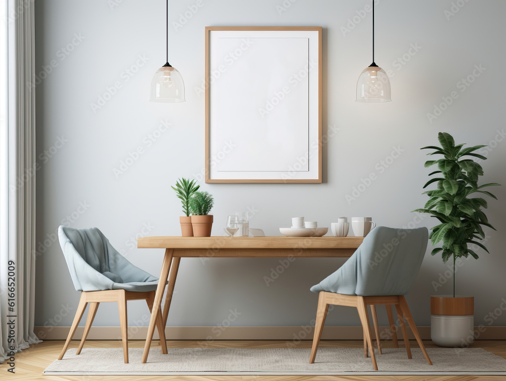 Mockup frame in cozy Modern Dining Room , Mockups Design 3D, HD