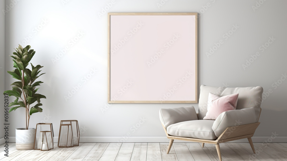 Fototapeta premium Mock up frame in home Interior Background , Mockups Design 3D, HD