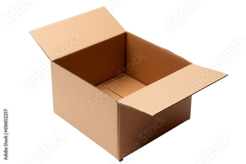 Open Cardboard Box on a Transparent Background. AI