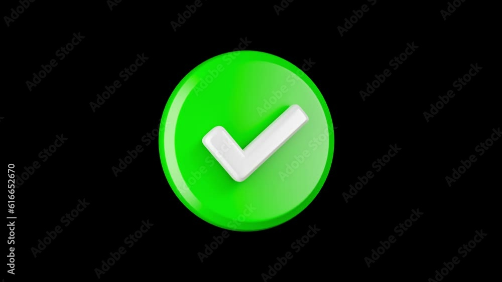 Animated Tick Mark Button Isolated on Black Background. Animated Tick Mark Button Isolated on Black Background.
