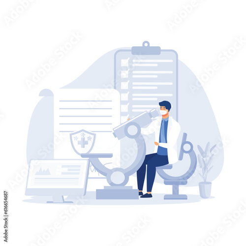 Medical tests, chemical laboratory analysis, flat vector modern illustration
