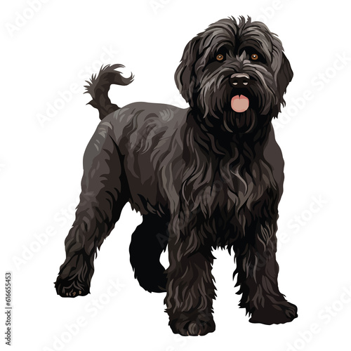 Majestic and Loyal: 2D Illustration of a Black Russian Terrier