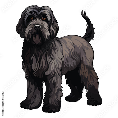 Majestic and Loyal: 2D Illustration of a Black Russian Terrier