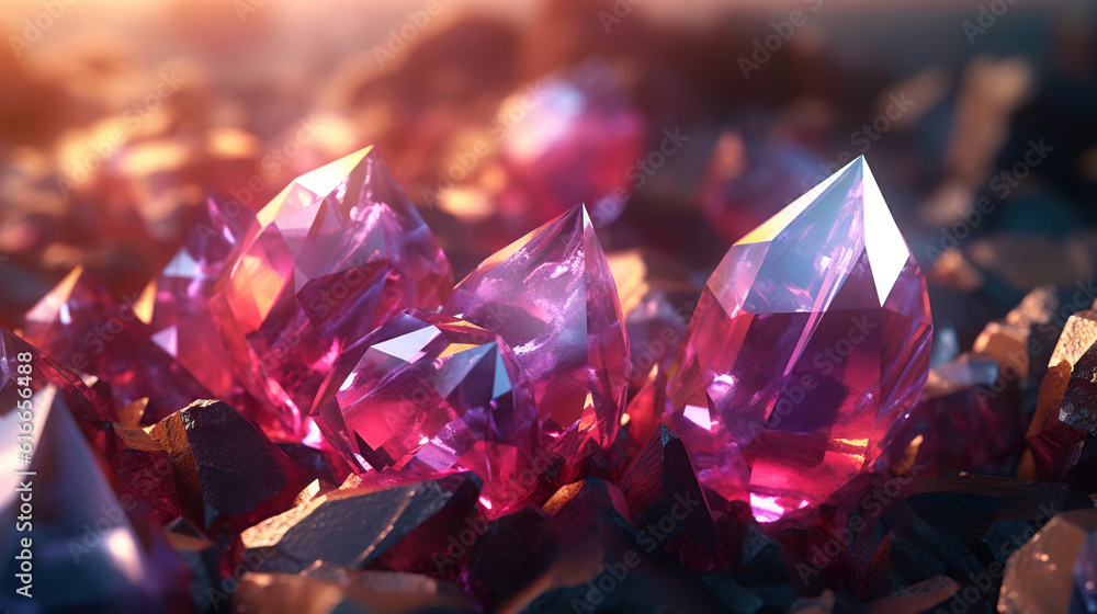Amazing bright and shiny Rhodochrosit crystal cluster background. Jewel mineral detailed macro. Generative AI Amazing bright and shiny Rhodochrosit crystal cluster background. Jewel mineral detailed macro. Generative AI