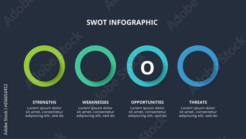 SWOT diagram with 4 steps, options, parts or processes. Template for web on a background.