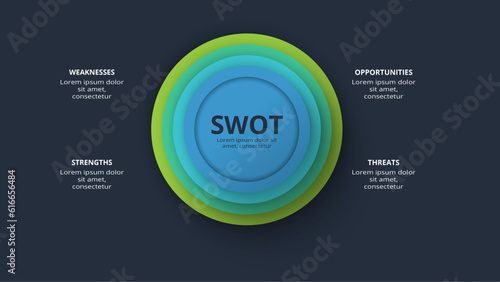 SWOT diagram with 4 steps, options, parts or processes. Template for web on a background.