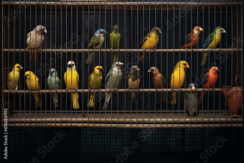  kinds of birds in a cage photo
