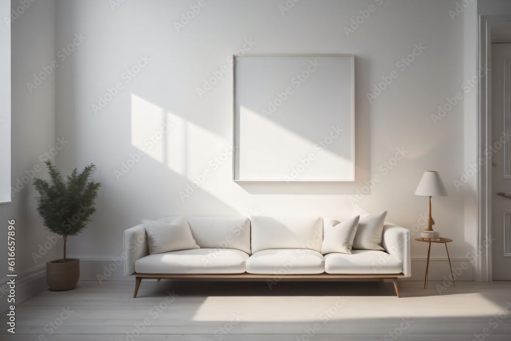 A white wall with a single, carefully placed piece of artwork, creating a focal point amidst the simplicity Ai Generated A white wall with a single, carefully placed piece of artwork, creating a focal point amidst the simplicity Ai Generated