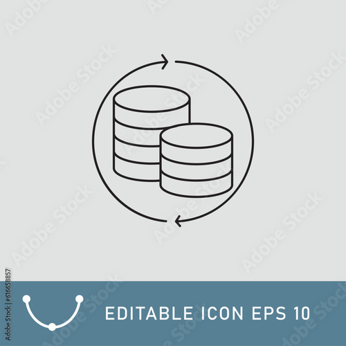 cycle coin cent isolated in minimal style. Linear ecology icons. Environmental sustainability simple symbol. Editable stroke EPS 10