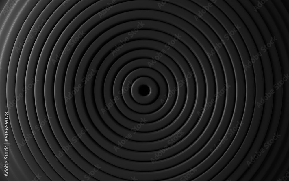Obraz premium Black abstract geometric background with rings ripple. 3D rendering