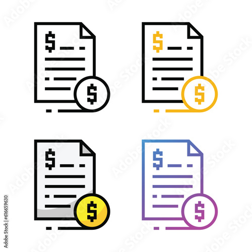 Invoice icon design in four variation color