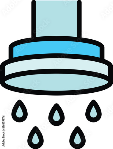 Shower head stream icon. Outline Shower head stream vector icon for web design isolated on white background color flat