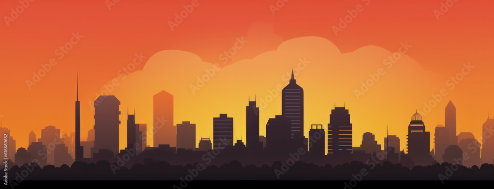 Indonesia Famous Landmarks Skyline Silhouette Style, Colorful, Cityscape, Travel and Tourist Attraction - Generative AI