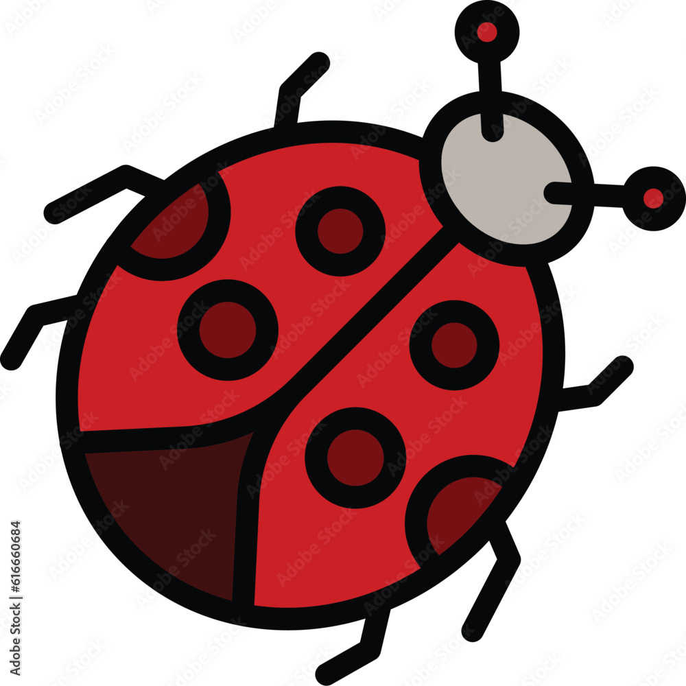 Insect ladybird icon. Outline Insect ladybird vector icon for web design isolated on white background color flat