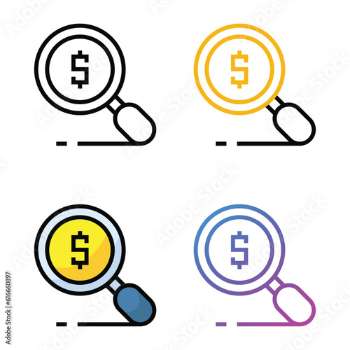 Search money icon design in four variation color