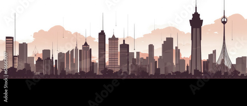 Kenya Famous Landmarks Skyline Silhouette Style  Colorful  Cityscape  Travel and Tourist Attraction - Generative AI