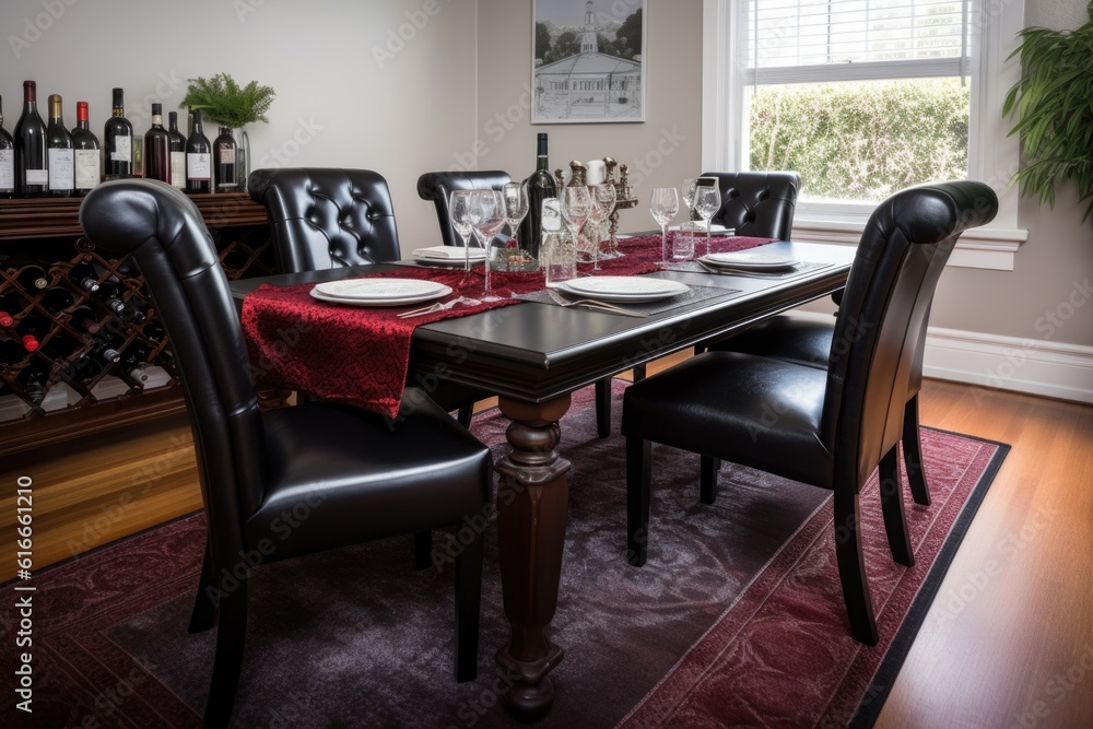 blending of modern and classic elements in a dining room that is both timeless and trendy, created with generative ai