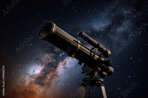 celestial view of the night sky, with stars and planets visible, through the lens of telescope, created with generative ai