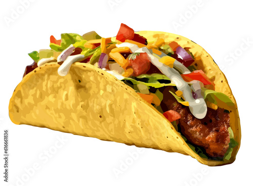 taco mexican tortilla wrap with chicken isolated on white background