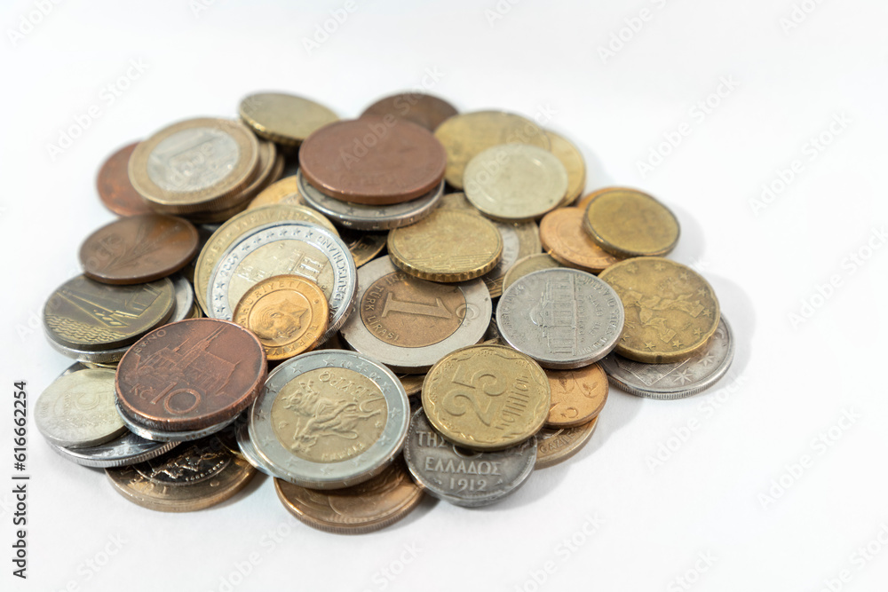 Bulk of money coins euro, turkish lira, cent Bulk of money coins euro, turkish lira, cent