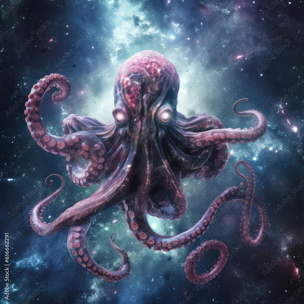 Obraz premium a planet size space octopus in space generated AI