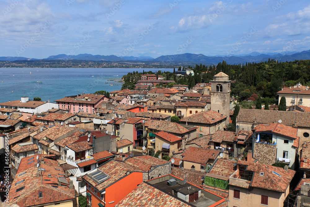 view of the town of Sirmione, Lago Maggiore, Italy