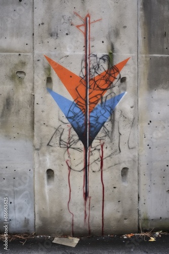 street graffiti of an arrow on a concrete wall, created with generative ai