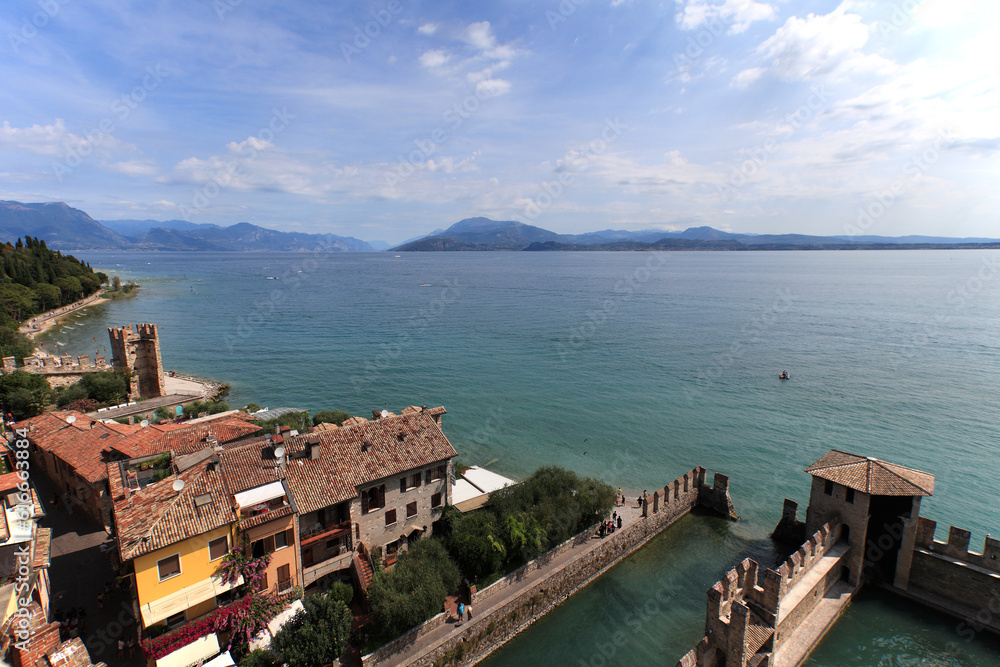 view of the town of Sirmione, Lago Maggiore, Italy