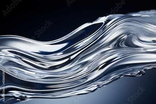 Abstract background. Luxurious wavy swirling background. Silver liquid paint background. Silver waves abstract texture background. Generative AI