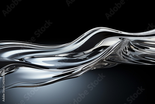 Abstract background. Luxurious wavy swirling background. Silver liquid paint background. Silver waves abstract texture background. Generative AI