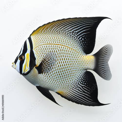 Angelfish or pterophyllum. 3D illustration digital art design, generative AI © Grafvision