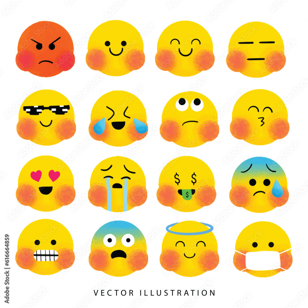 Smiley icon emoji.Emotion cute for social media.Felling emotion set Smiley icon emoji.Emotion cute for social media.Felling emotion set