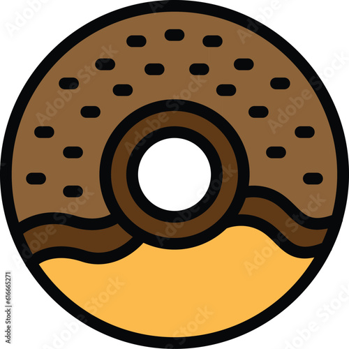 French donut icon outline vector. Bread doughnut. Cookie pastry color flat photo