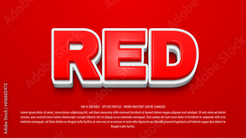 Editable text effect red 3d style