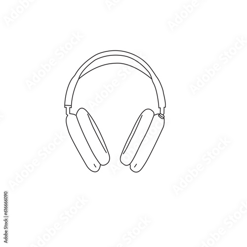 Earphones with connector vector illustration. Recreation technology objects icon concept. Wire Headphones pair vector design on white background.