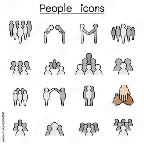 People color line icon set