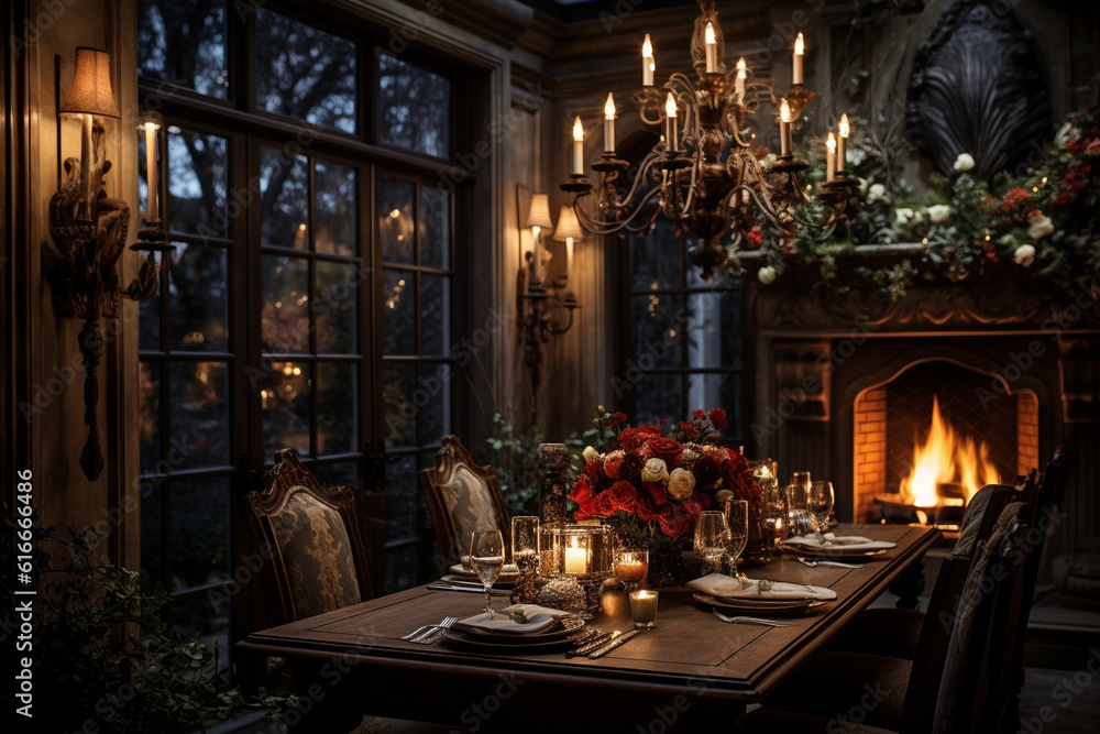 dimly Lit Dining Rooms with Candlelight Ambiance for an Intimate Experience Generative AI dimly Lit Dining Rooms with Candlelight Ambiance for an Intimate Experience Generative AI