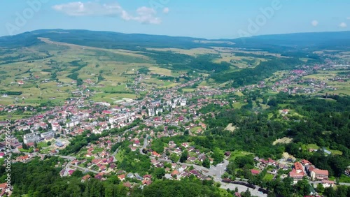 An aerial view of the city and resort of Sovata - Romania photo