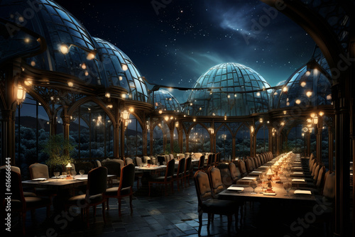 expensive luxury restaurant under the starry sky Generative AI