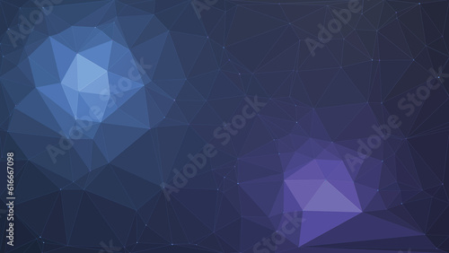 Blue Purple Dark Abstract triangle low poly pattern with same tone line mesh and connected dots, polygonal geometric color, Technology concept background, Vector for Web, Mobile Interfaces or Print