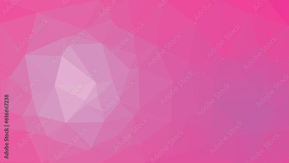 Obraz premium Shocking Pink Abstract triangle low poly pattern with same tone line mesh and connected dots, polygonal geometric color, Technology concept background, Vector for Web, Mobile Interfaces or Print